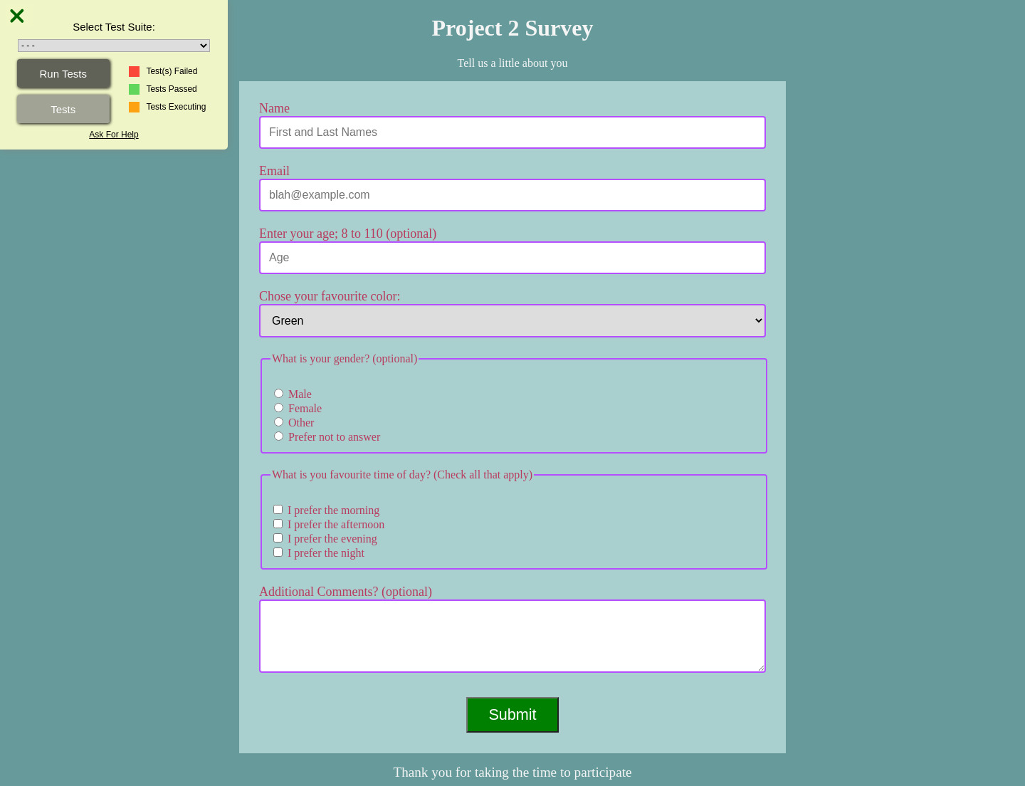Project 2 - Build A Survey Form